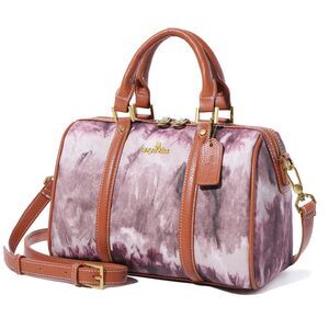 Modern Satchel Purses And Handbags Vegan Textured Boston Barrel Satchel Top